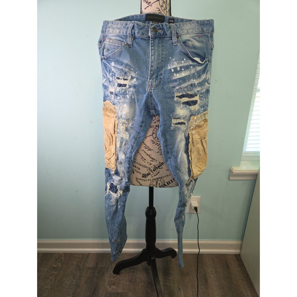 decibel jeans cargo 32/32 distressed mens